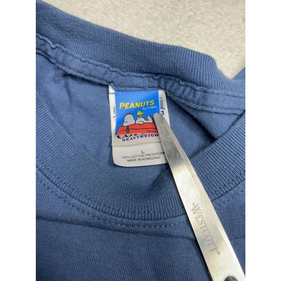 Vintage Y2K Peanuts Charlie Brown Christmas Snoopy Blue T-Shirt Men's Size Large - Picture 3 of 7